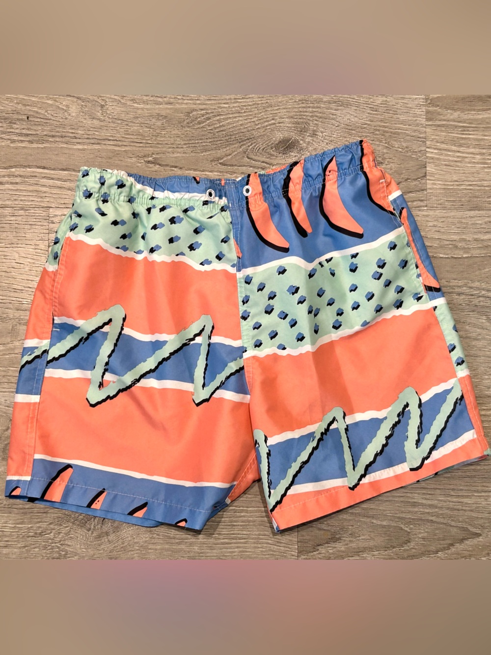 Men's Boardie Coral & Blue Patterned Swim Shorts
